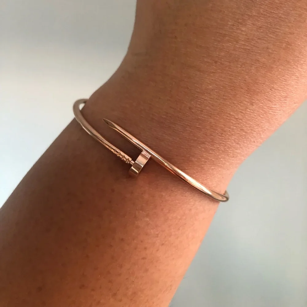 Rose Gold Small Model Nail Bracelet - Picture 2 of 9